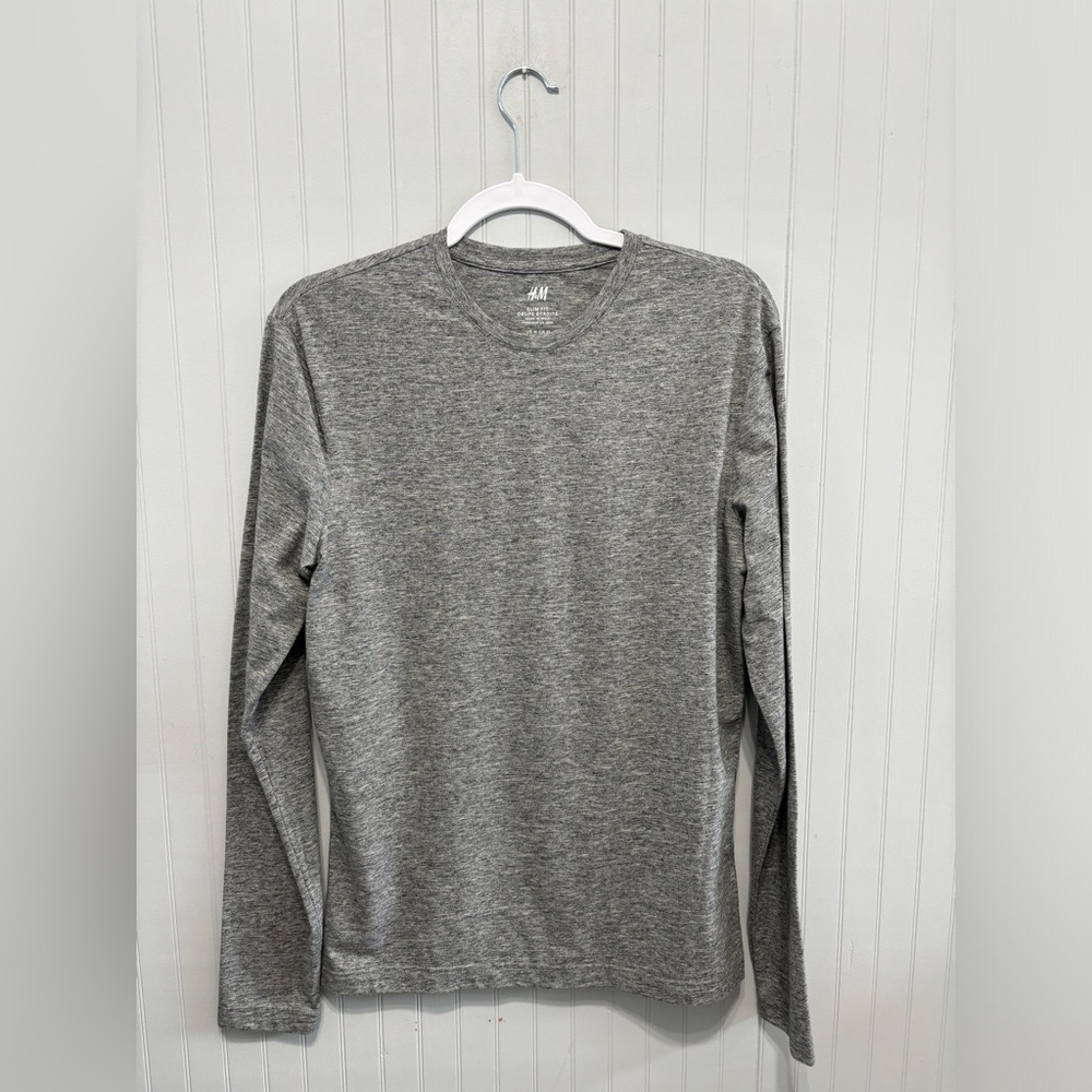 H&M Slim Fit Long Sleeve Tee Gray Size M